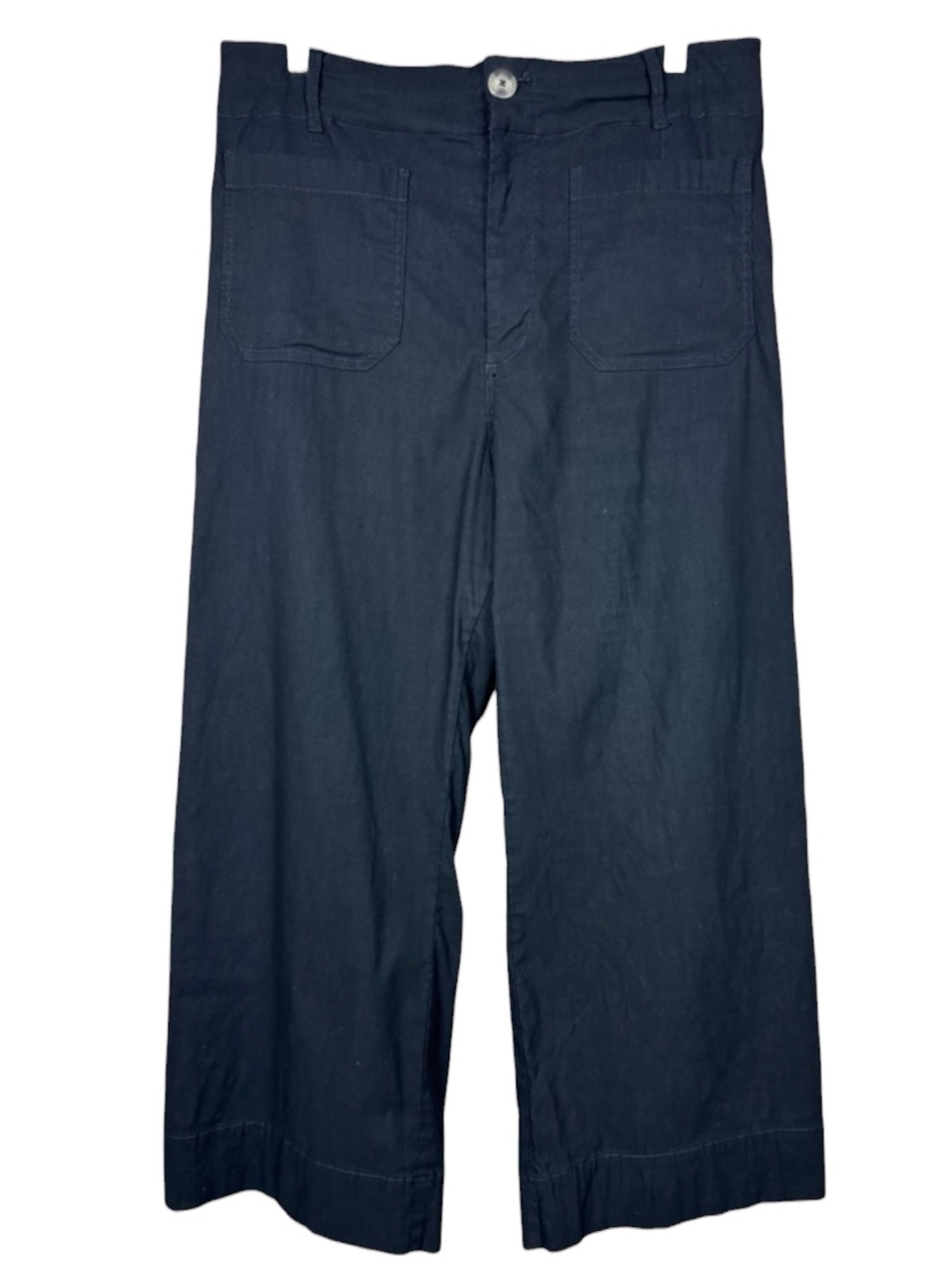 MAEVE “The Colette” Cropped Wide Leg Cotton Blend Pants in Black Size - Picture 4 of 7